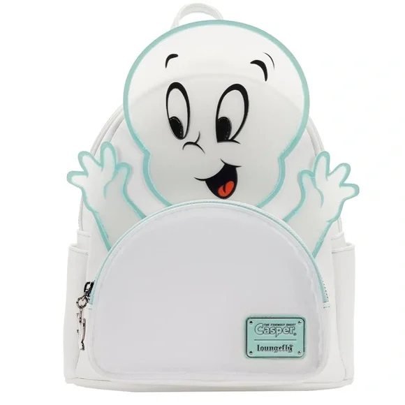 NWT Loungefly Casper Friendly Ghosty Glow In Dark Faux Leather Mini Back Pack - Picture 2 of 12